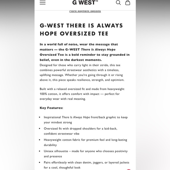 G-WEST THERE IS ALWAYS HOPE OVERSIZED TEE - Picture 6 of 10